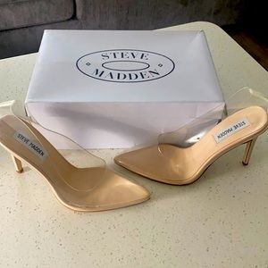 Clear Tan Steve Madden Pointed Toe Heel